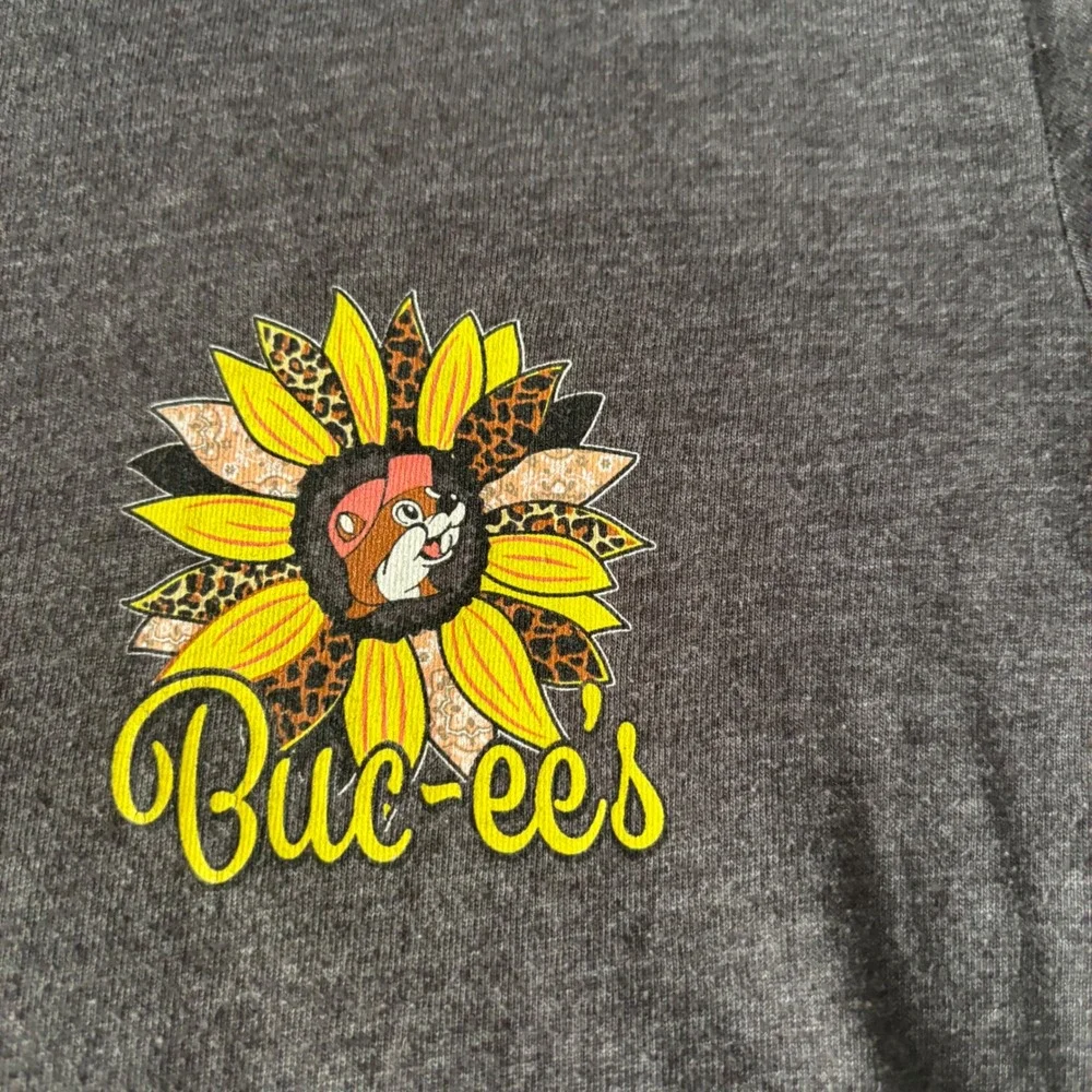 Buc-ee's Kids Charcoal Gray Wild & Free Sunflower Graphic T-Shirt YL